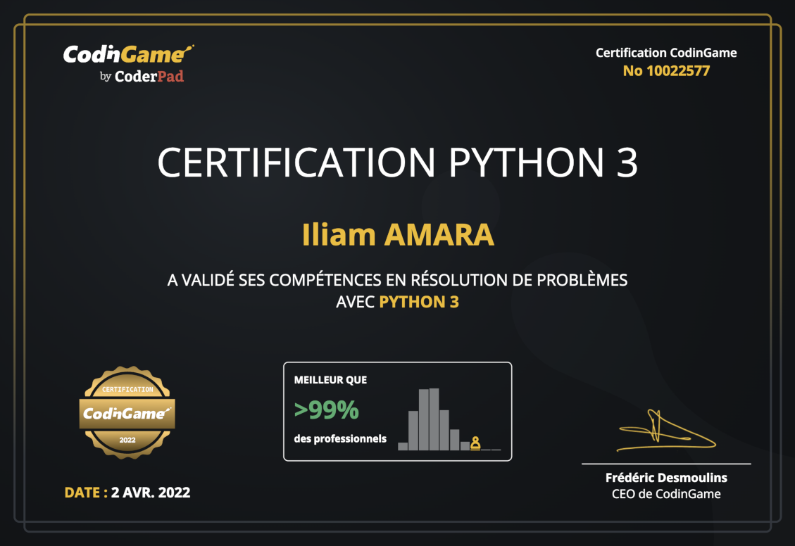 Certification CodinGame Python