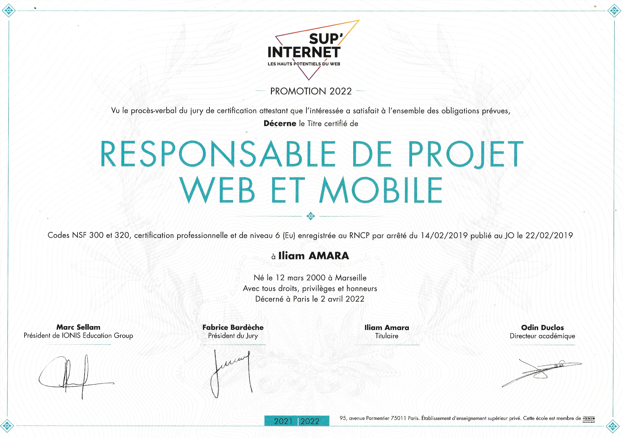 Diplome de responsable de projet web et mobile